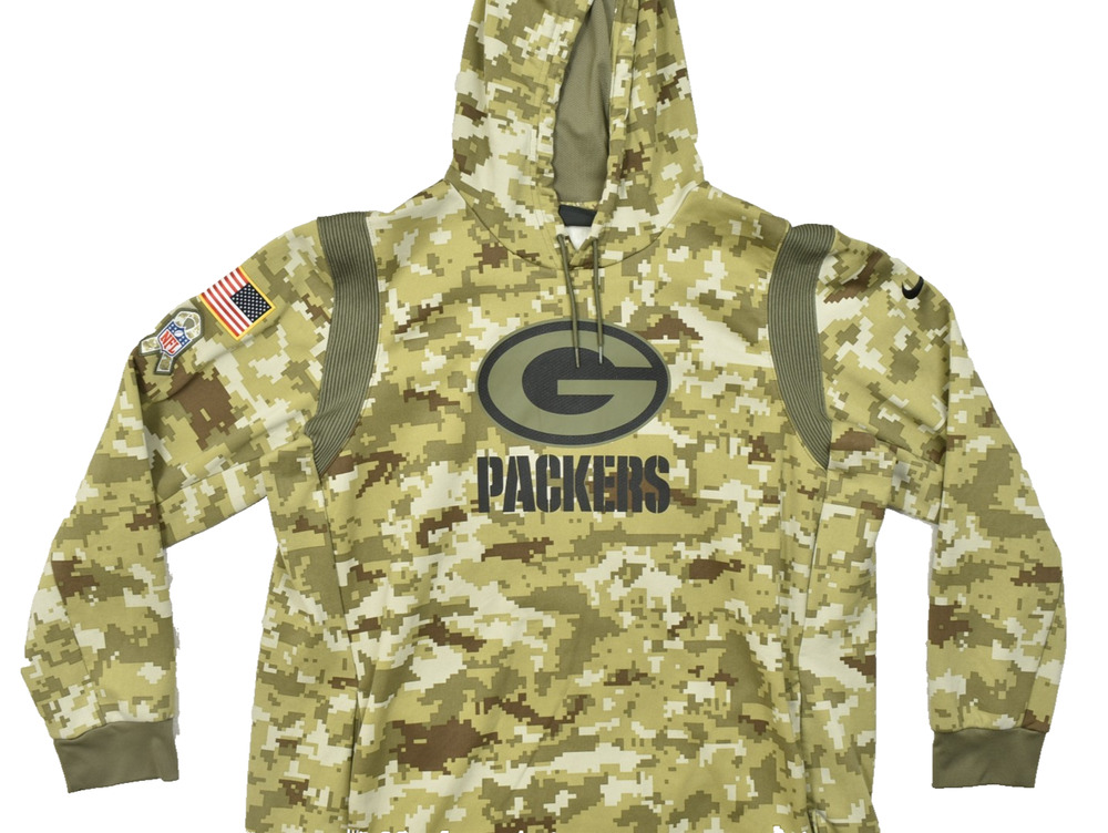 Nike Green Bay Packers NFL Hoodie Men XXL Camo Salute To Service Dri-Fit Pullove